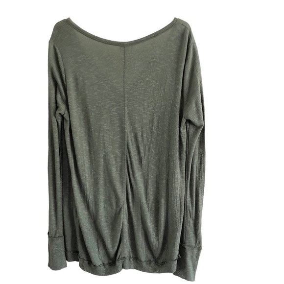 Emory Park Green V-Neck Long Sleeve Boho Top Size Small - Picture 5 of 8